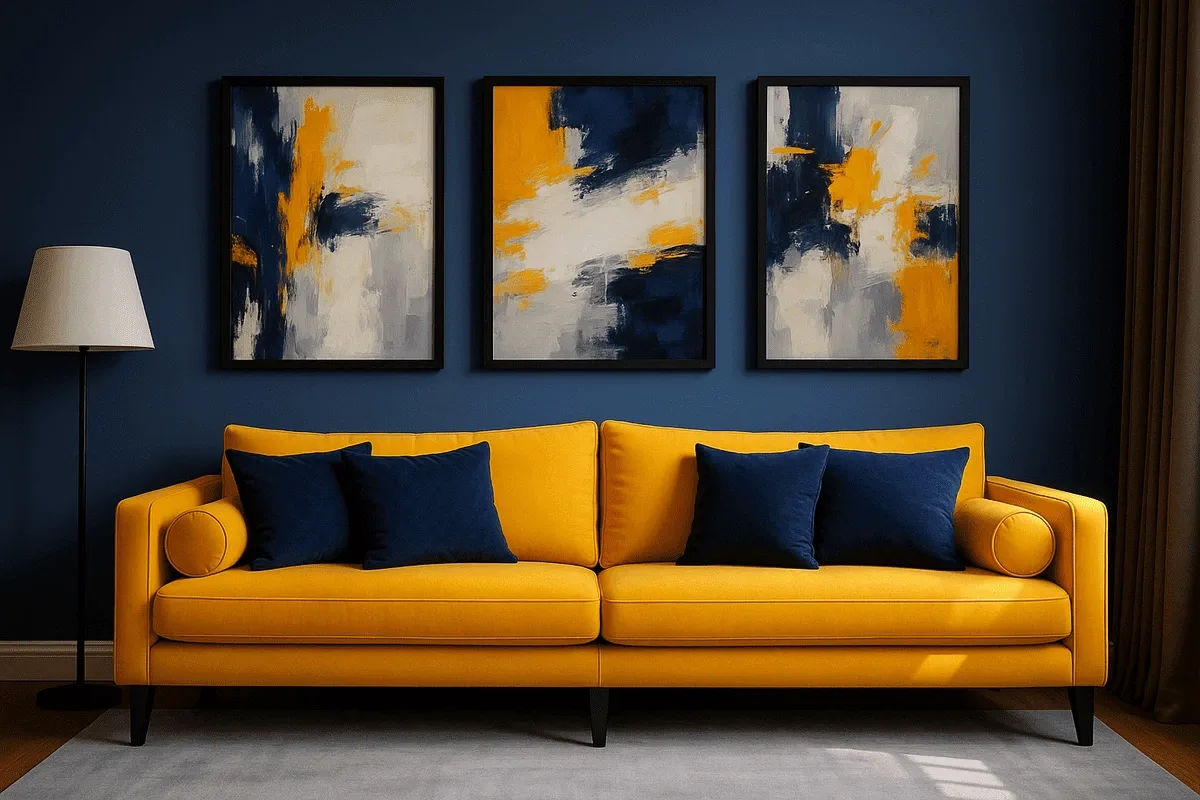 Innovative Two Colour Combination for Bedroom Walls You’ll Want to Try 3 Mustard Yellow and Navy Blue two color combination of bedroom wall