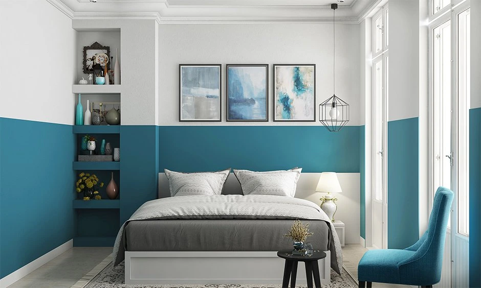 Innovative Two Colour Combination for Bedroom Walls You’ll Want to Try 2 Warm White and Teal color